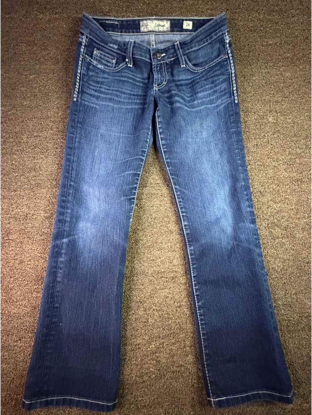 BKE Sabrina Jeans Womens 28 Dark Blue Stretch Embroidered